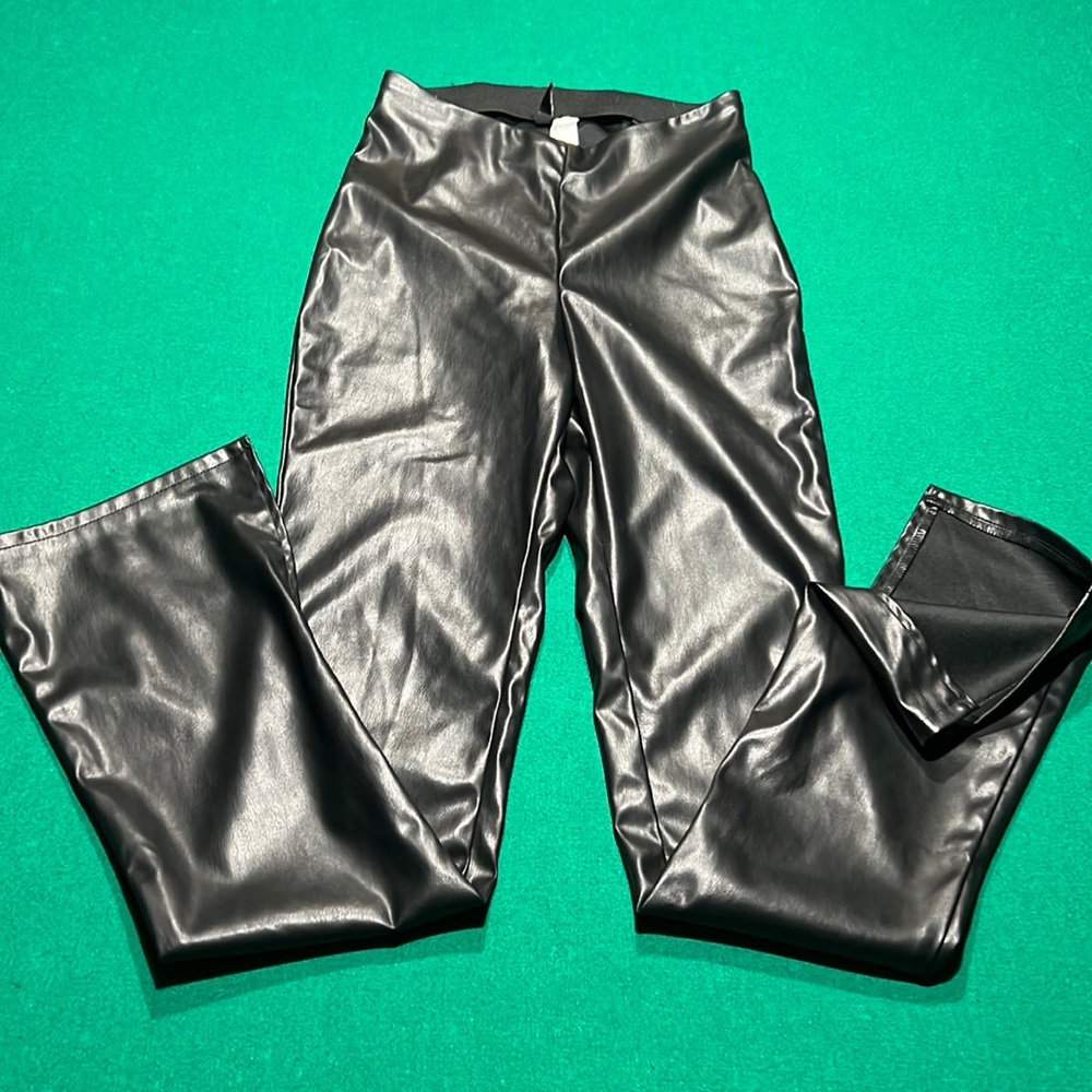 Black leather open cut size 2 pants